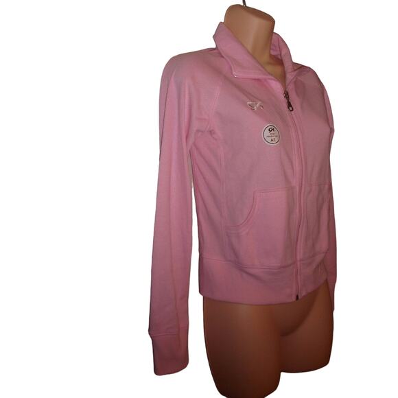GK Elite Woman's Small Lightweight Pink Stretch Knit Front Zip Athletic Jacket - Picture 2 of 6